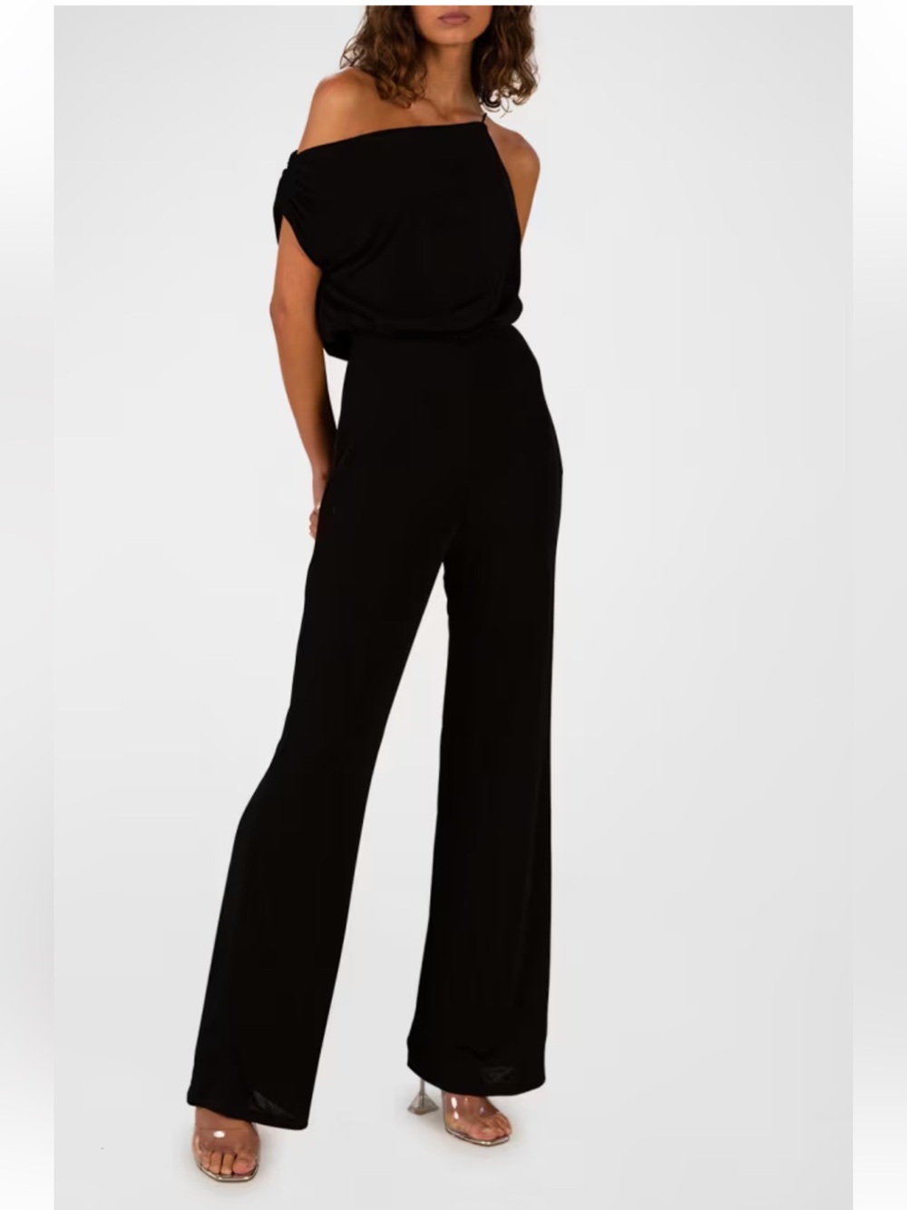 Misha Women's Black Emer Asymmetrical Off-The-Shoulder Jumpsuit Size 0